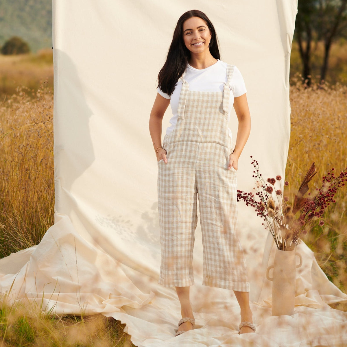 Desert Song Denim Overalls - Tulip
