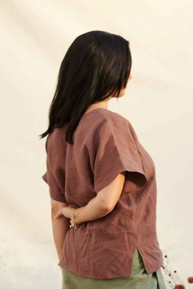 Waratah top loose fitting cap sleeve style hip length top easy PDF digital sewing pattern